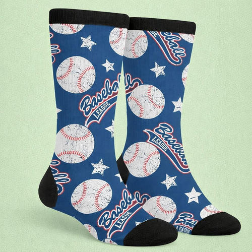 Blue Baseball 3D Socks for Men Elevate Your Game Day Style - Sportilla