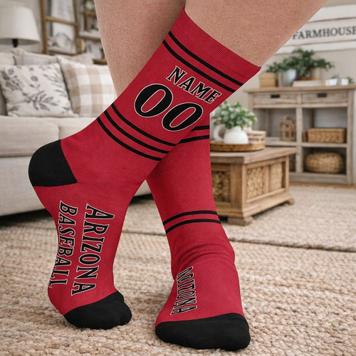 Custom Name and Number Baseball 3D Socks for Arizona Fans - Sportilla