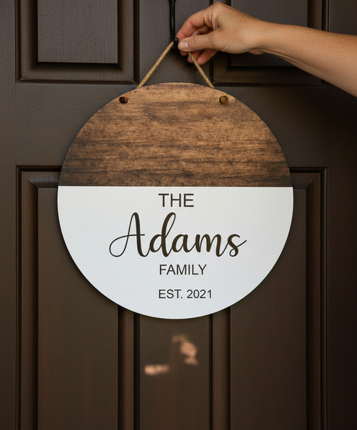 Personalized Family Name Round Wood Sign, Heritage Wall Decor - Personalize Wall Art