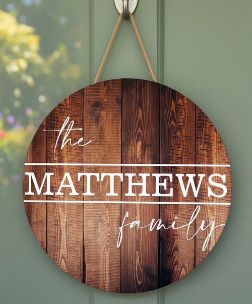 Personalized Family Round Wood Sign, Custom Holiday Name Decor - Personalize Wall Art