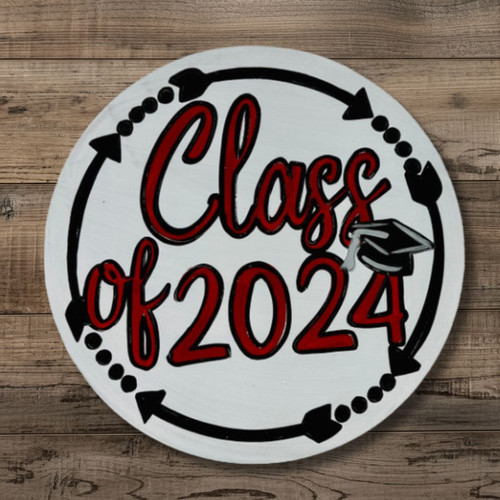 Celebrate the Senior 2024 Graduation Round Wood Sign Door Hanger - Personalize Wall Art