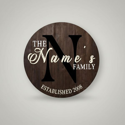 Custom Name & Date Family Round Wood Sign, Meaningful Gift - Personalize Wall Art