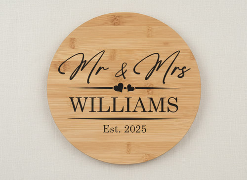 Eternal Love Mr and Mrs Wedding Round Wood Sign Ceremony Decor - Personalize Wall Art