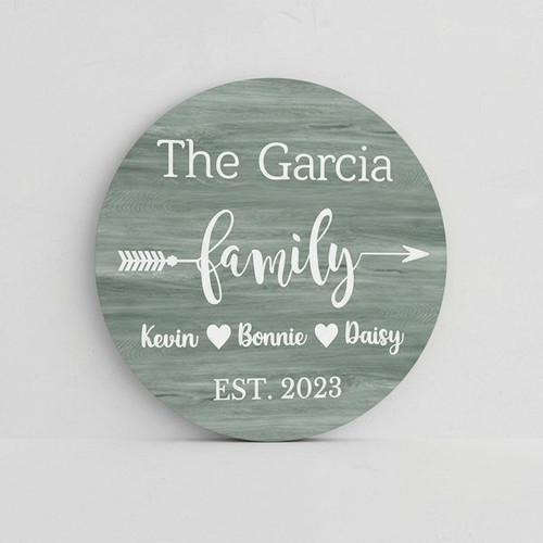 Personalized Family Name Round Wood Sign Custom Est Date Home Decor - Personalize Wall Art