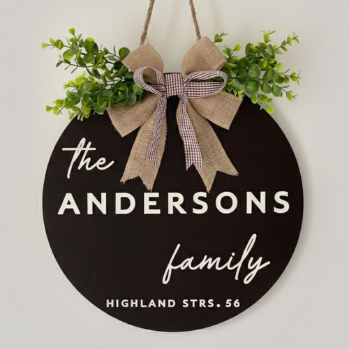 Welcome Round Wood Sign, Custom Family Name and Address Decor - Personalize Wall Art