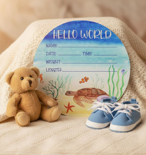 Coastal Seaside Vibes Ocean Theme Nursery Round Wood Sign - Personalize Wall Art