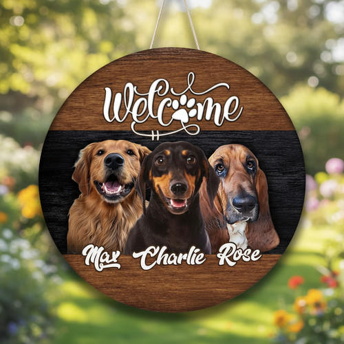 Home is Where the Pets Are Custom Animal Round Wood Sign - Personalize Wall Art