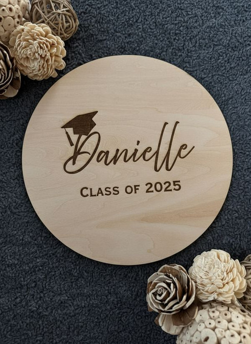 Honoring Their Milestone Custom Name Graduation Round Wood Sign - Personalize Wall Art