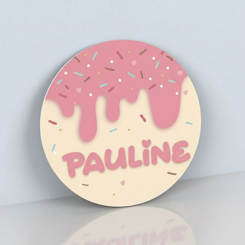 Sweet Sprinkles Donut Themed Nursery Round Wood Sign for Girls - Personalize Wall Art