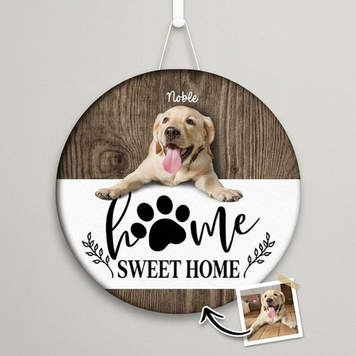 Where Love and Paws Meet Custom Animal Round Wood Sign - Personalize Wall Art