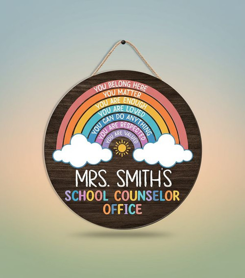 Blooming Teacher Gratitude Custom Round Wood Sign - Personalize Wall Art
