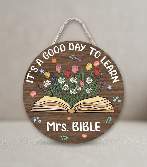 Celebrate the Joy of Learning Teacher Round Wood Sign - Personalize Wall Art