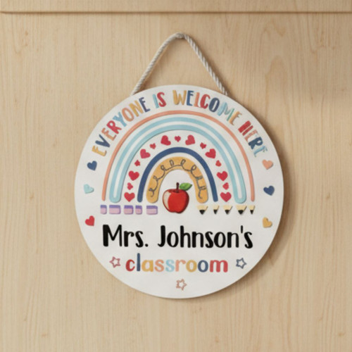 Gifts for Educators Custom Teacher Round Wood Sign Decor - Personalize Wall Art