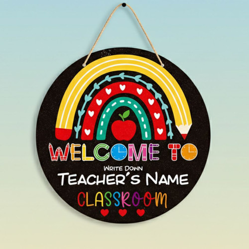 Honor Their Hard Work Custom Teacher Round Wood Sign - Personalize Wall Art