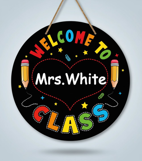 Inspire Every Student Custom Teacher Round Wood Sign - Personalize Wall Art