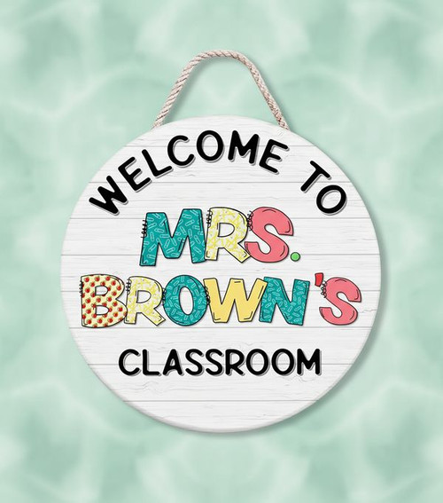 Inspire Young Minds Custom Teacher Round Wood Sign - Personalize Wall Art