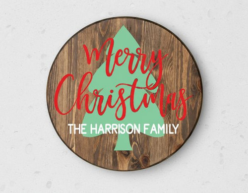 Personalized Family Memories Christmas Round Wood Sign - Personalize Wall Art