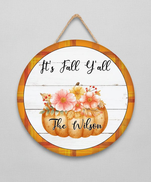 Personalized Sunflower Floral Fall Round Wood Sign Fall Decor - Personalize Wall Art