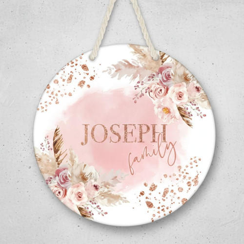 Sweet Strawberry Floral Round Wood Sign Nursery Decor - Personalize Wall Art