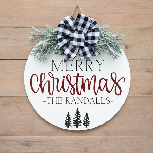 Warm Your Welcome Christmas Round Wood Sign Decor - Personalize Wall Art