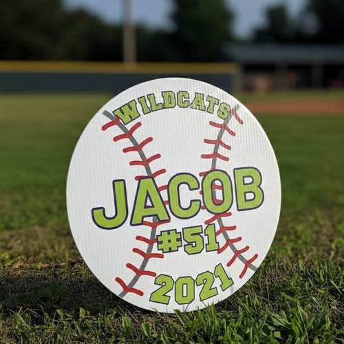 Baseball Stars Custom Sport Round Wood Sign Team Pride - Personalize Wall Art