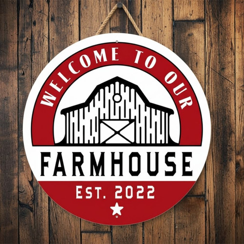 Custom Barn Family Gift Rustic Farm Round Wood Sign - Personalize Wall Art