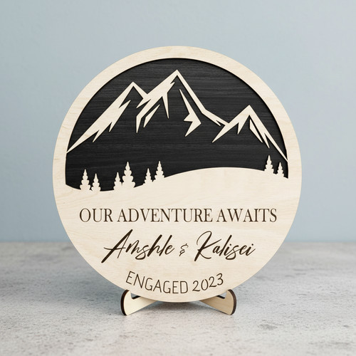 Custom Wedding Story, Mountain Round Wood Sign Keepsake - Personalize Wall Art