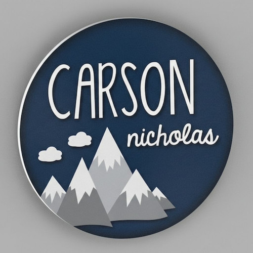 Custom Woodland Mountain Round Wood Sign for Baby Nursery Art - Personalize Wall Art