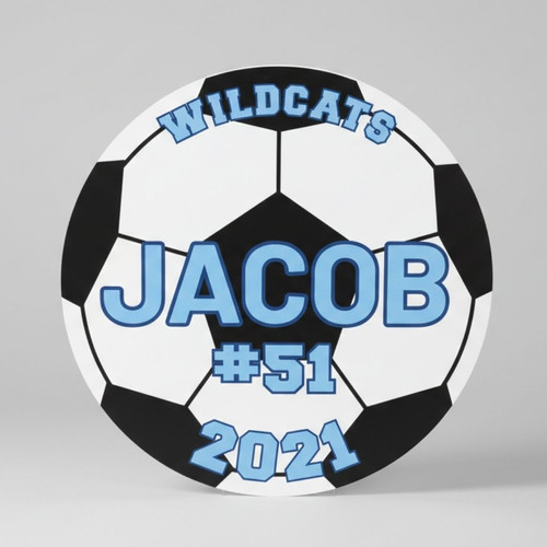 Goal Winning Soccer Sport Round Wood Sign Custom Team and Name - Personalize Wall Art