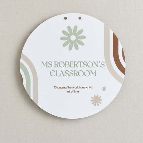 Celebrate Classroom Success Teacher Round Wood Sign - Personalize Wall Art
