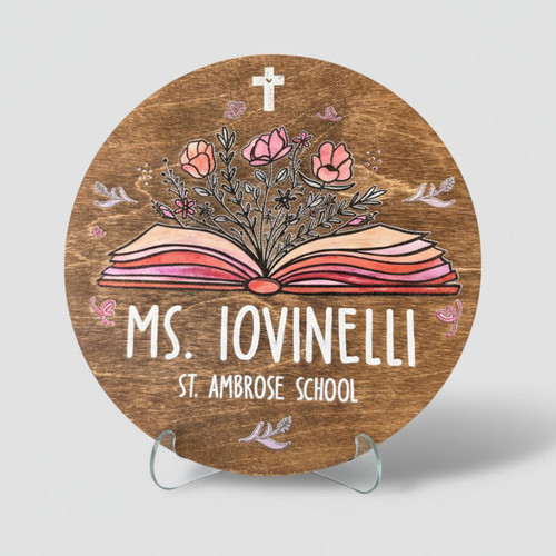 Heartfelt Classroom Welcome Teacher Round Wood Sign - Personalize Wall Art