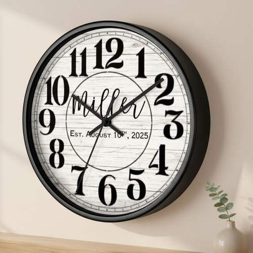 Rustic Keepsake - Your Family Name Personalized Wall Clock - Personalize Wall Art