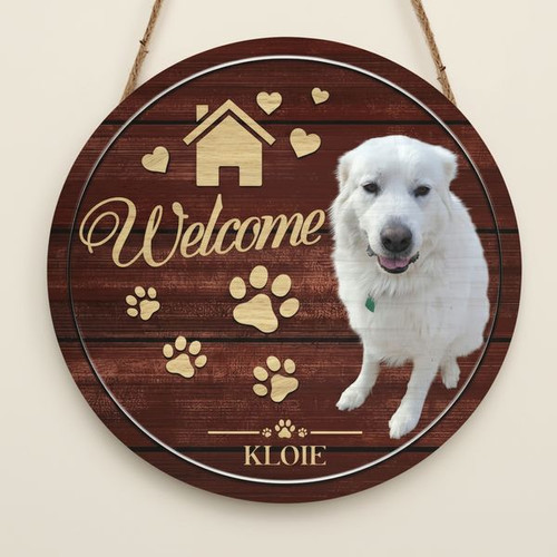 Custom Photo and Name Animal Round Wood Sign Pet Home Decor - Personalize Wall Art