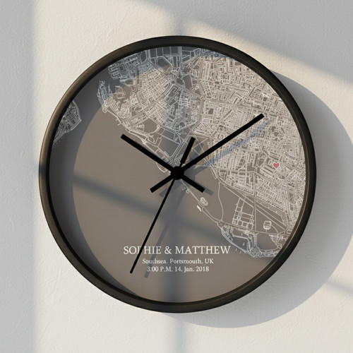 Map Your Love Story - Personalized Wall Clock Anniversary Gift - Personalize Wall Art