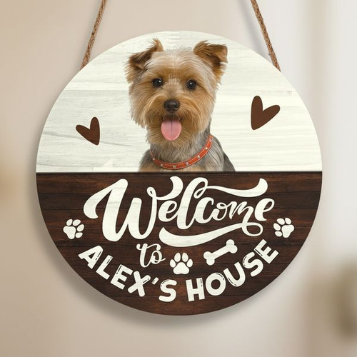 Personalized Home Animal Round Wood Sign for Pet Lovers - Personalize Wall Art