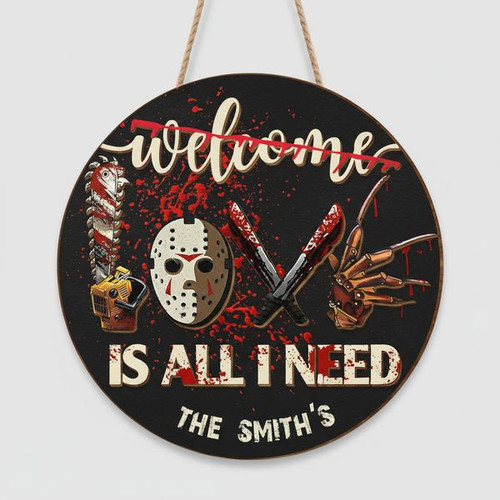 Spooky Movie Night Halloween Round Wood Sign for Horror Fans - Personalize Wall Art