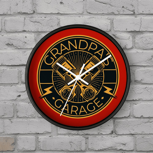Grandpa's Workshop Personalized Wall Clock - Custom Garage Decor - Personalize Wall Art