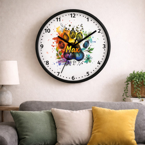 Heartfelt Paws - Vibrant Personalized Wall Clock for Pet Lovers - Personalize Wall Art