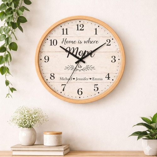 Keeping Time with Mom - A Heartfelt Personalized Wall Clock Gift - Personalize Wall Art