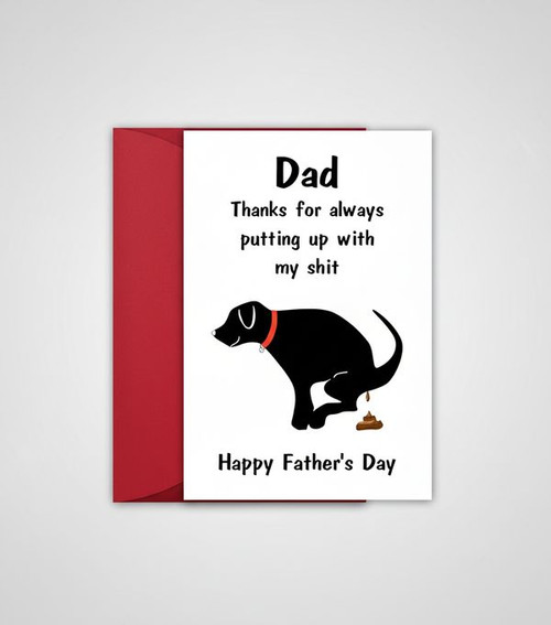 Heartfelt Father's Day Greeting Card from the Whole Family & Pup - Father's Day Fun