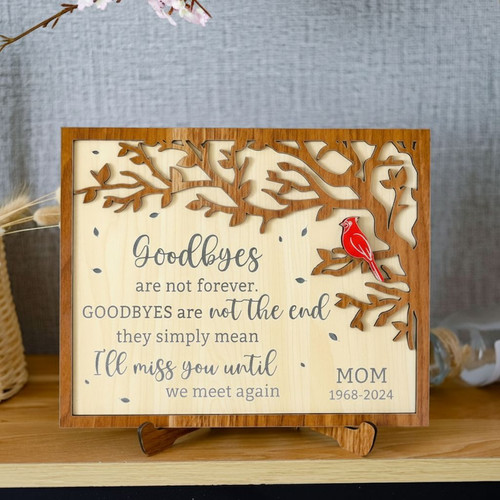 Cardinal Memorial Layer Wood Sign Forever in Our Hearts Keepsake - Easessy