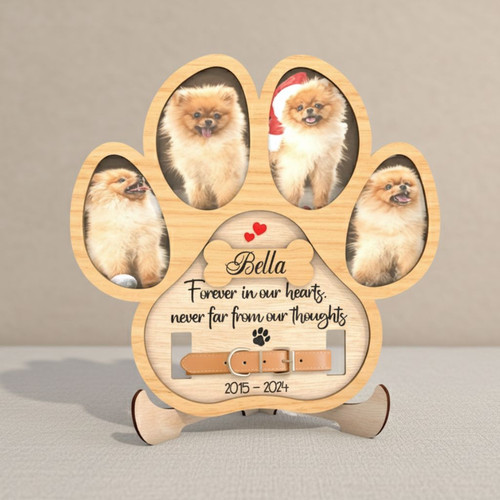 Cherish Their Memory Dog Paw Layer Wood Sign Pet Photo Frame - Easessy