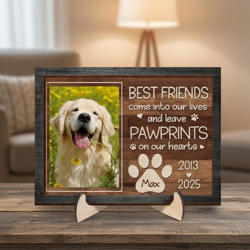 Cherished Pet Memories Custom Photo Layer Wood Sign Memorial - Easessy