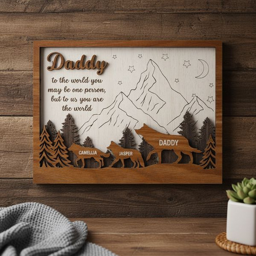 Custom Fathers Day Layer Wood Sign Meaningful Gift from Kids - Easessy