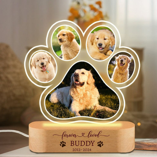 Forever Loyal Custom Paw Print Photo Dog Night Light - Easessy