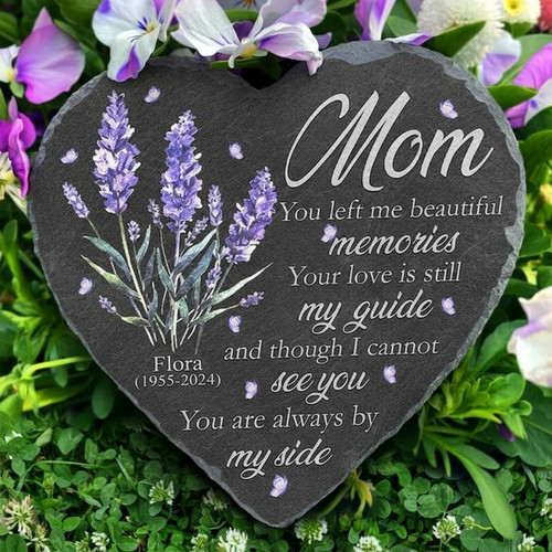 Mom Eternal Love Custom Heart Slate Memorial Garden Stone - Easessy