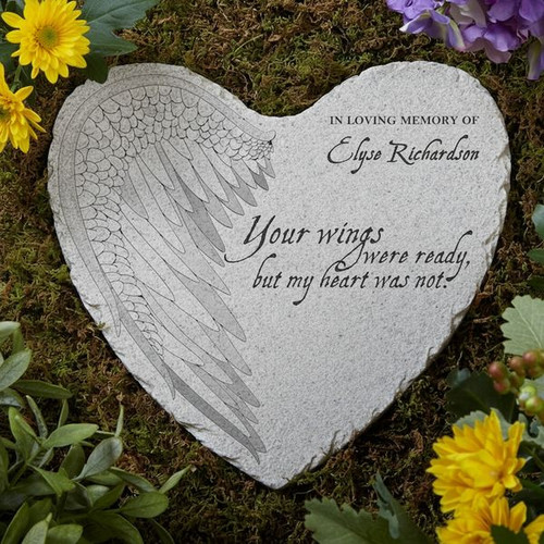 Your Wings Memorial Garden Stone Heartfelt Personalized Tribute - Easessy