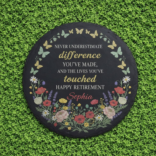 A Life in Bloom Custom Floral Memorial Garden Stone Slate - Easessy