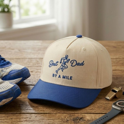 Best Dad By A Mile - Embroidered Mid Profile Baseball Cap - Father's Day Fun