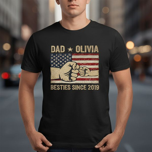 Cherished Kin Names Embroidered Comfort Colors T-shirt - Father's Day Fun